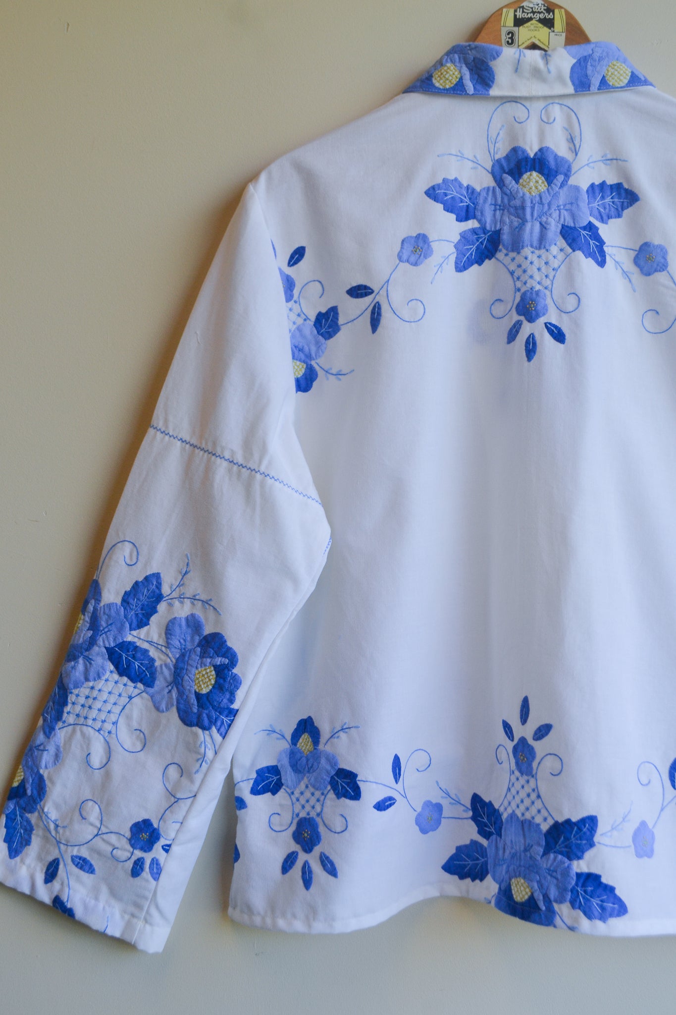 Button Up Shirt | Blue Applique | Large