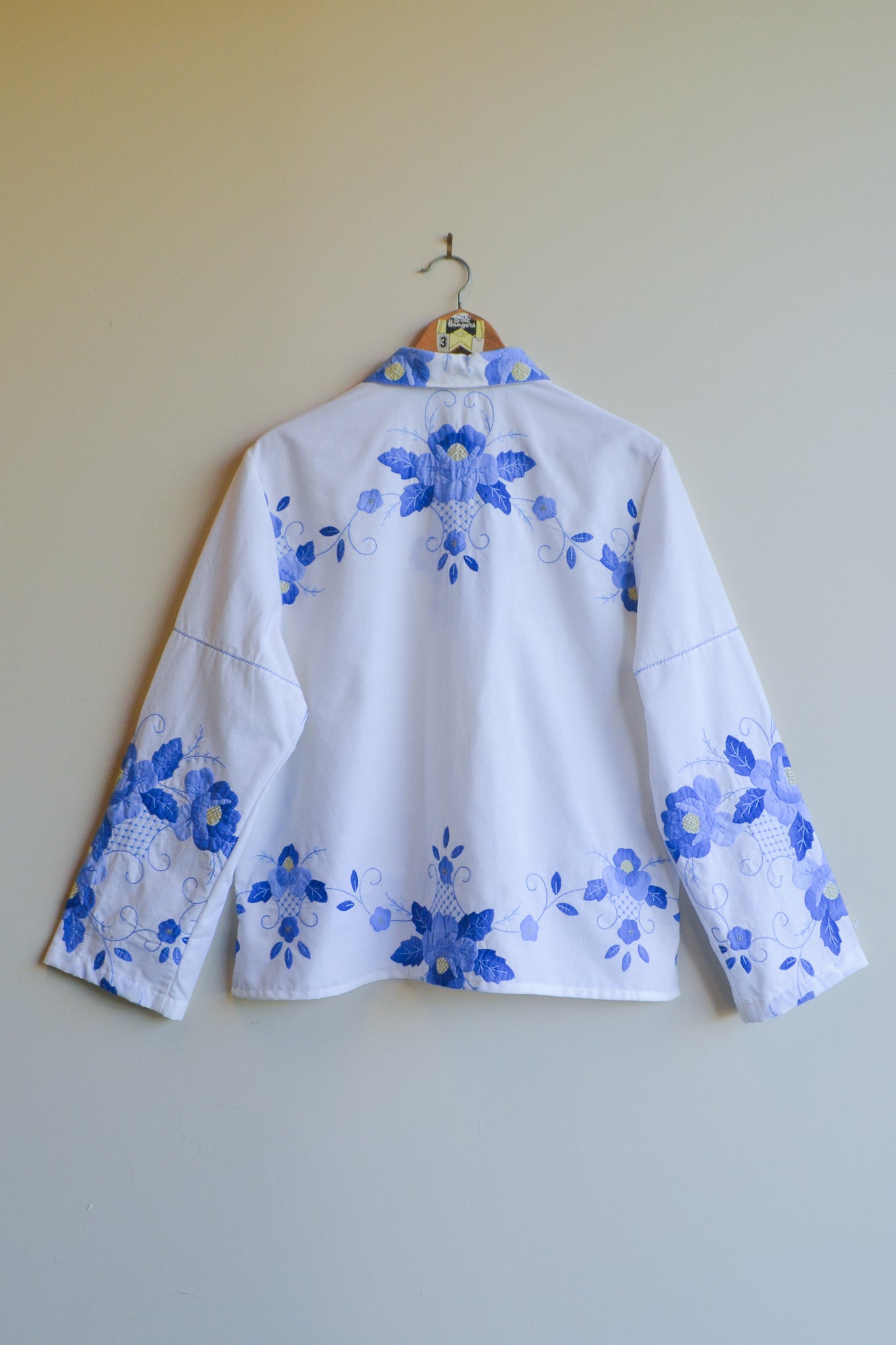 Button Up Shirt | Blue Applique | Large