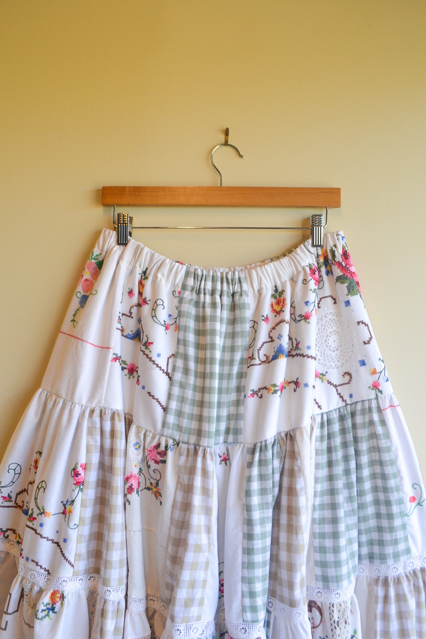 Tiered Patch Work Skirt | Embroidery | Large