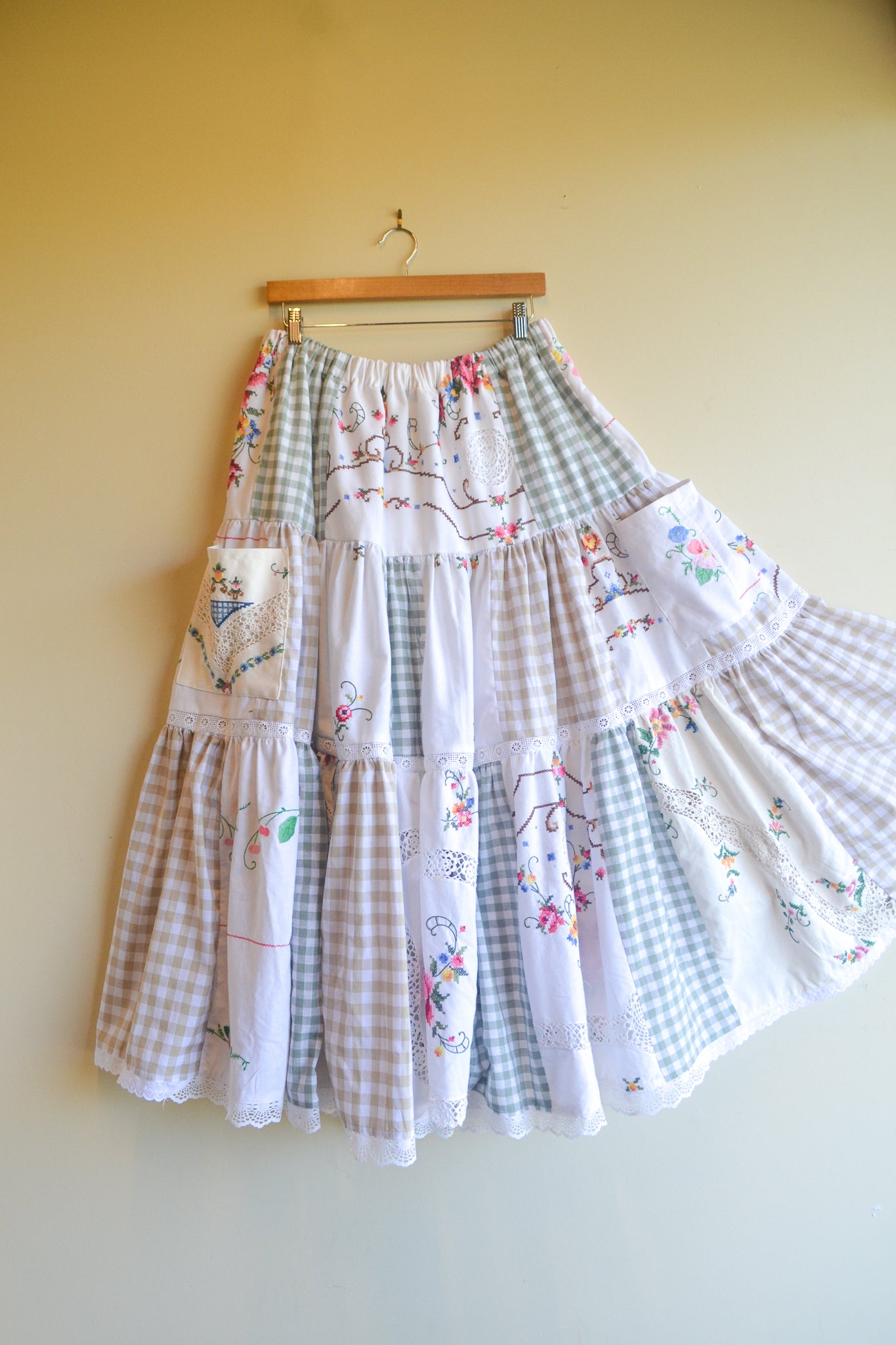 Tiered Patch Work Skirt | Embroidery | Large