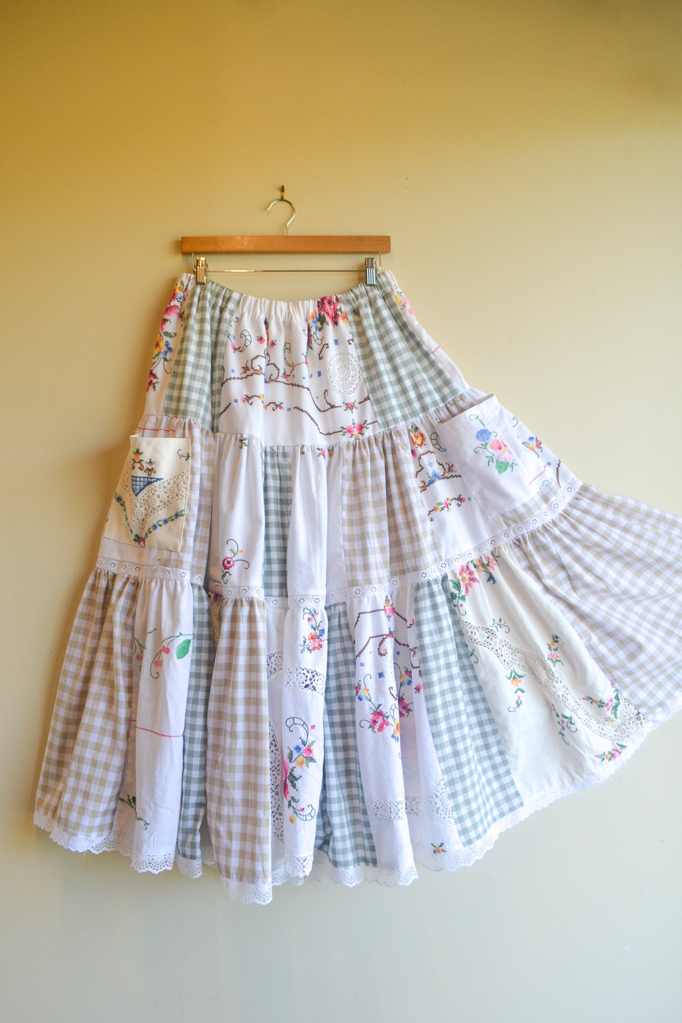 Tiered Patch Work Skirt | Embroidery | Large