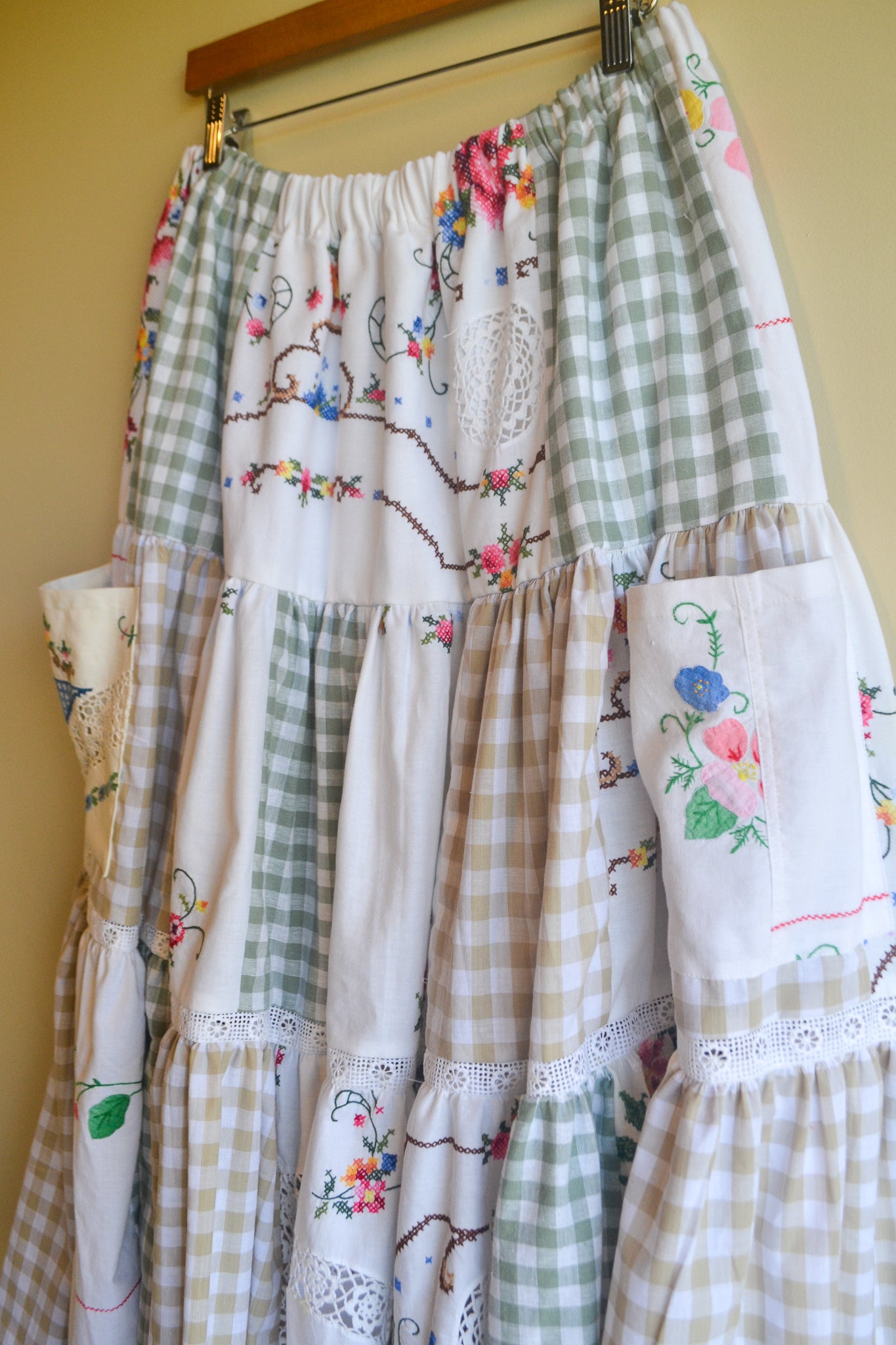 Tiered Patch Work Skirt | Embroidery | Large