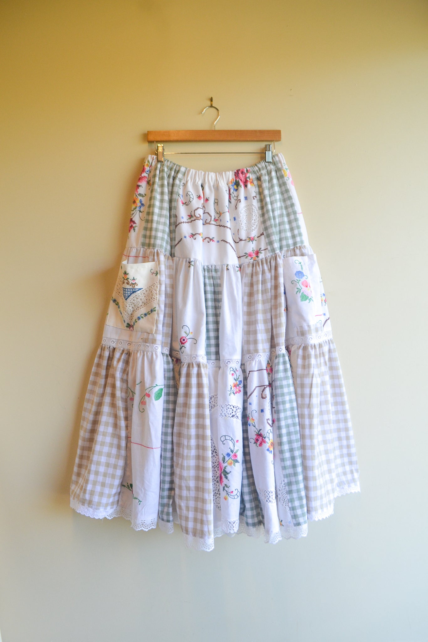 Tiered Patch Work Skirt | Embroidery | Large