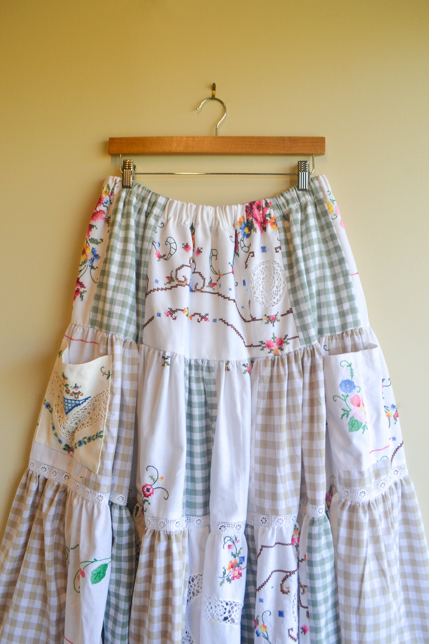 Tiered Patch Work Skirt | Embroidery | Large
