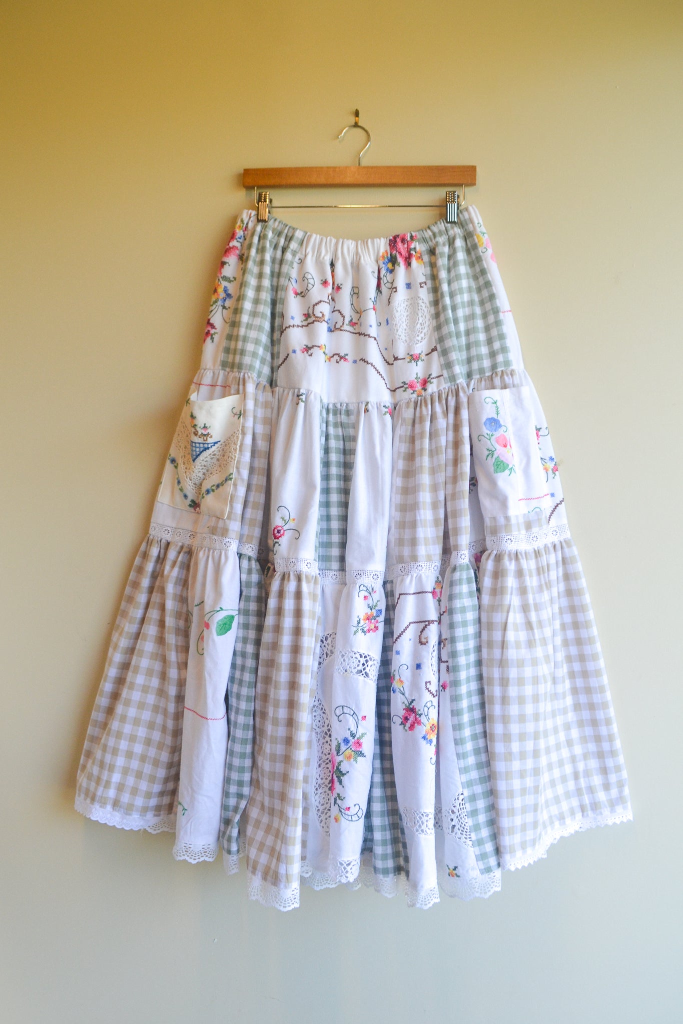 Tiered Patch Work Skirt | Embroidery | Large