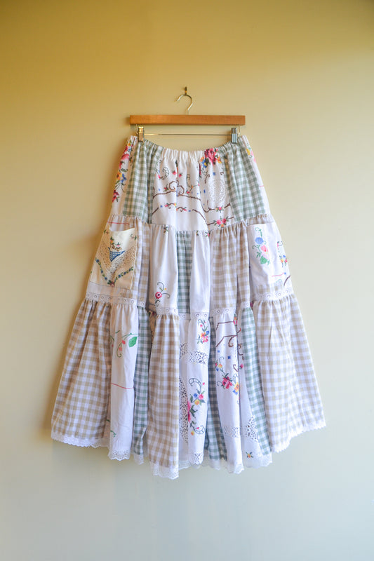 Tiered Patch Work Skirt | Embroidery | Large