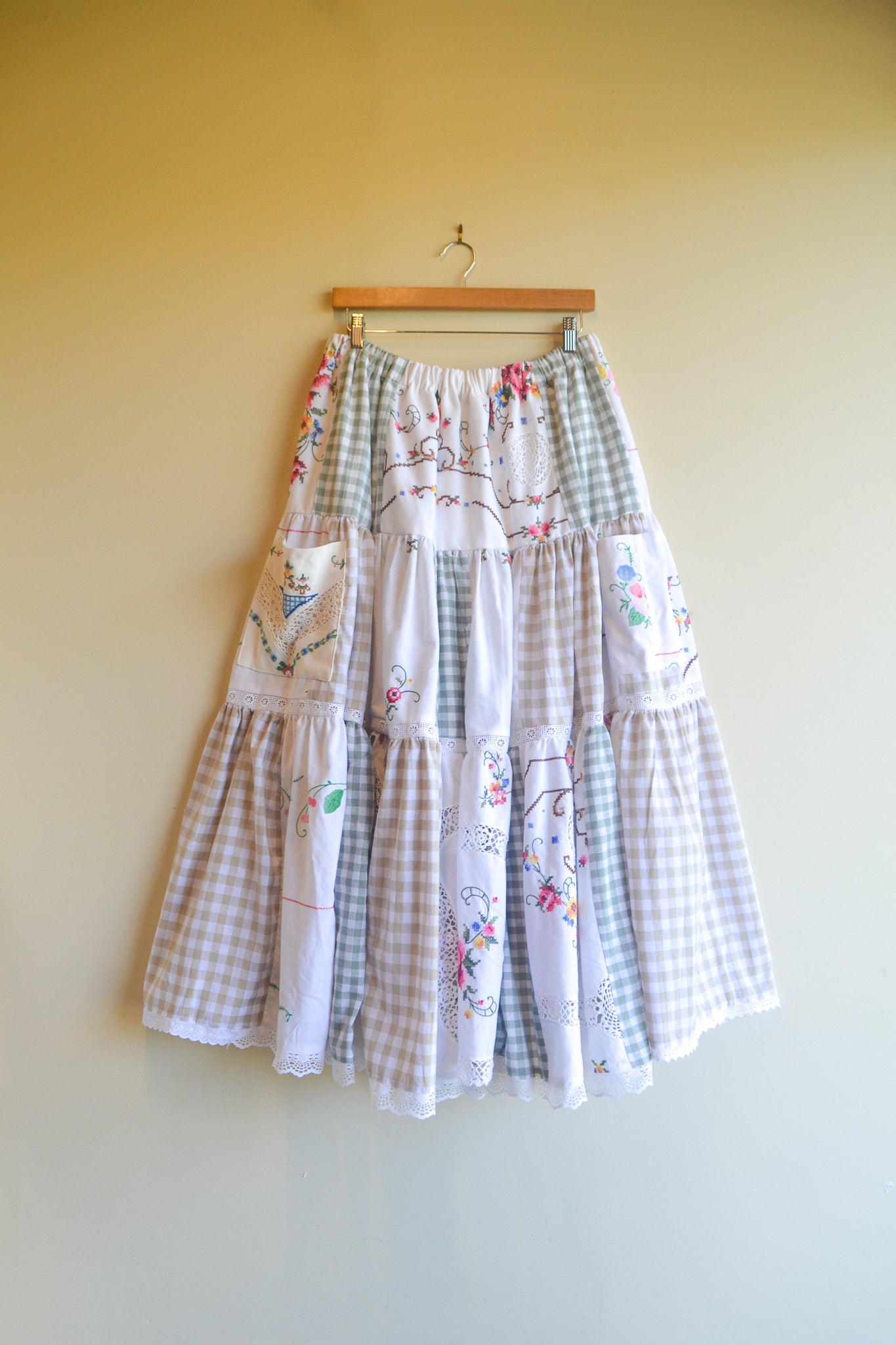 Tiered Patch Work Skirt | Embroidery | Large