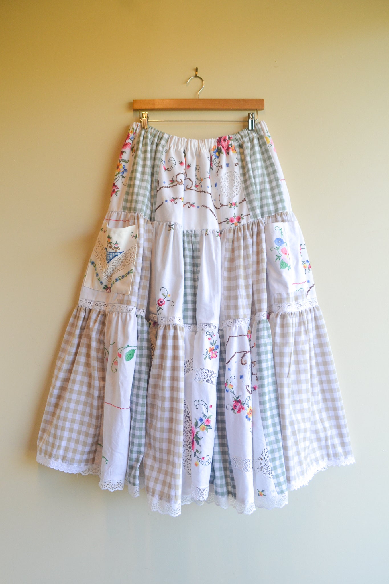 Tiered Patch Work Skirt | Embroidery | Large