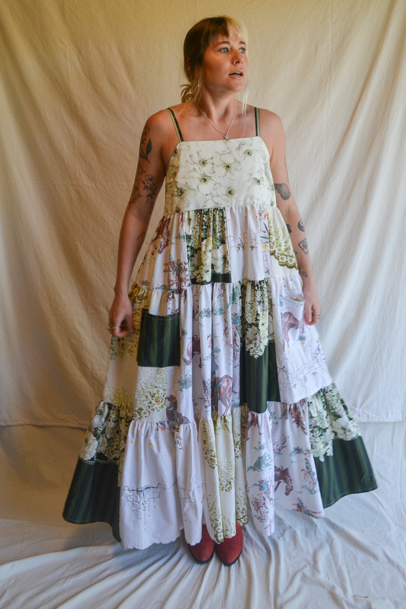 Dress Patchwork | Green | Medium