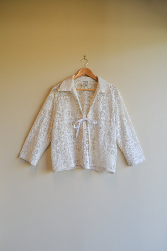 Tie Top | Lace One Tie | Long Sleeve | Large 12au