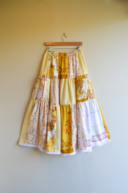 Tiered Patch Work Skirt | Yellow | Small