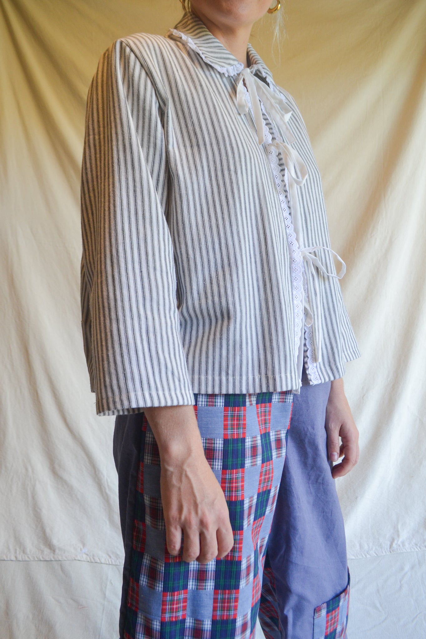 Tie Top | Stripey | Long Sleeve | Large 12au