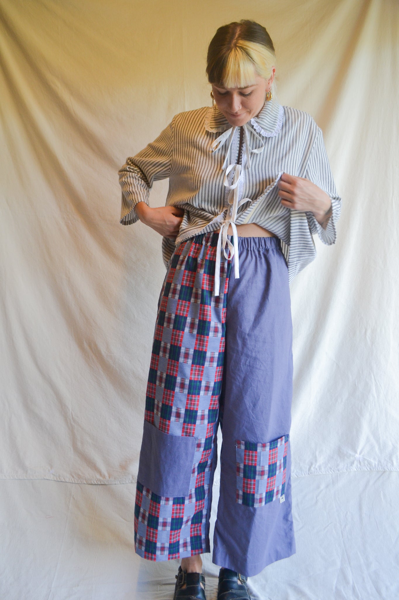 Long Patch Pant | Check Blue | Small