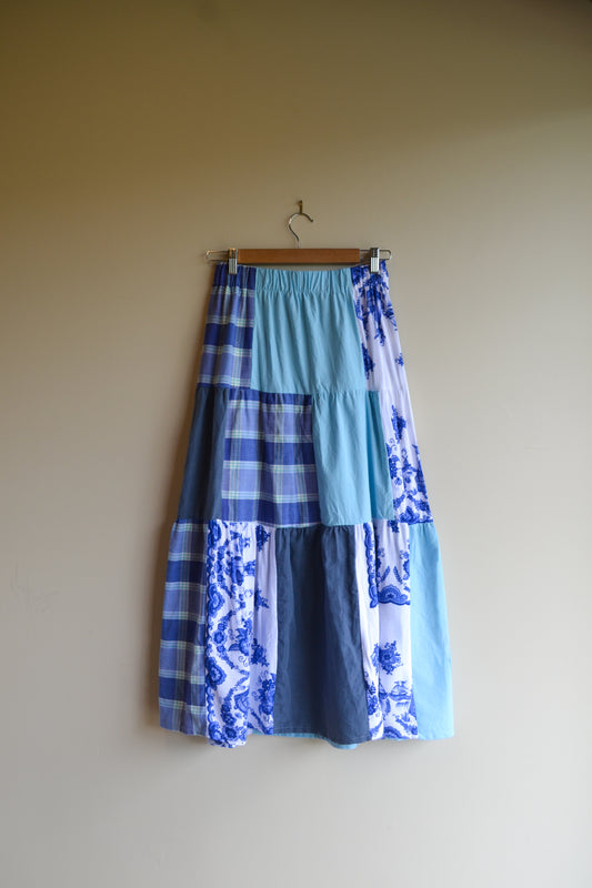 Blue Patch Tiered Skirt | Small