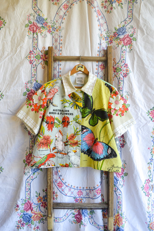 Button Up Shirt | Birds and Flowers | XLarge