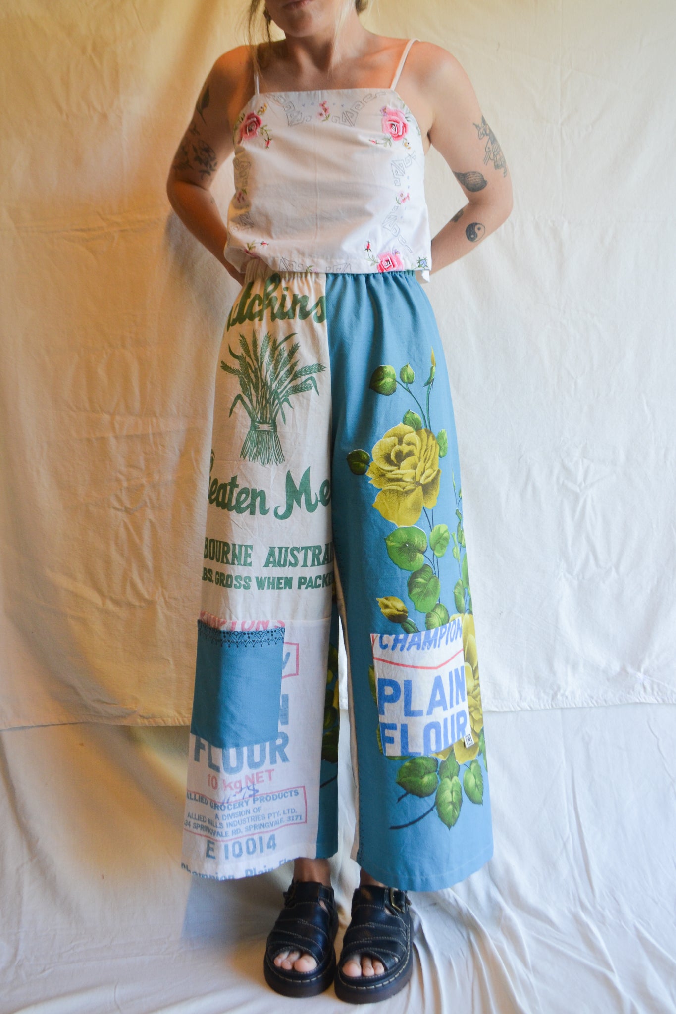 Long Patch Pant | Blue Rose Patch | Large