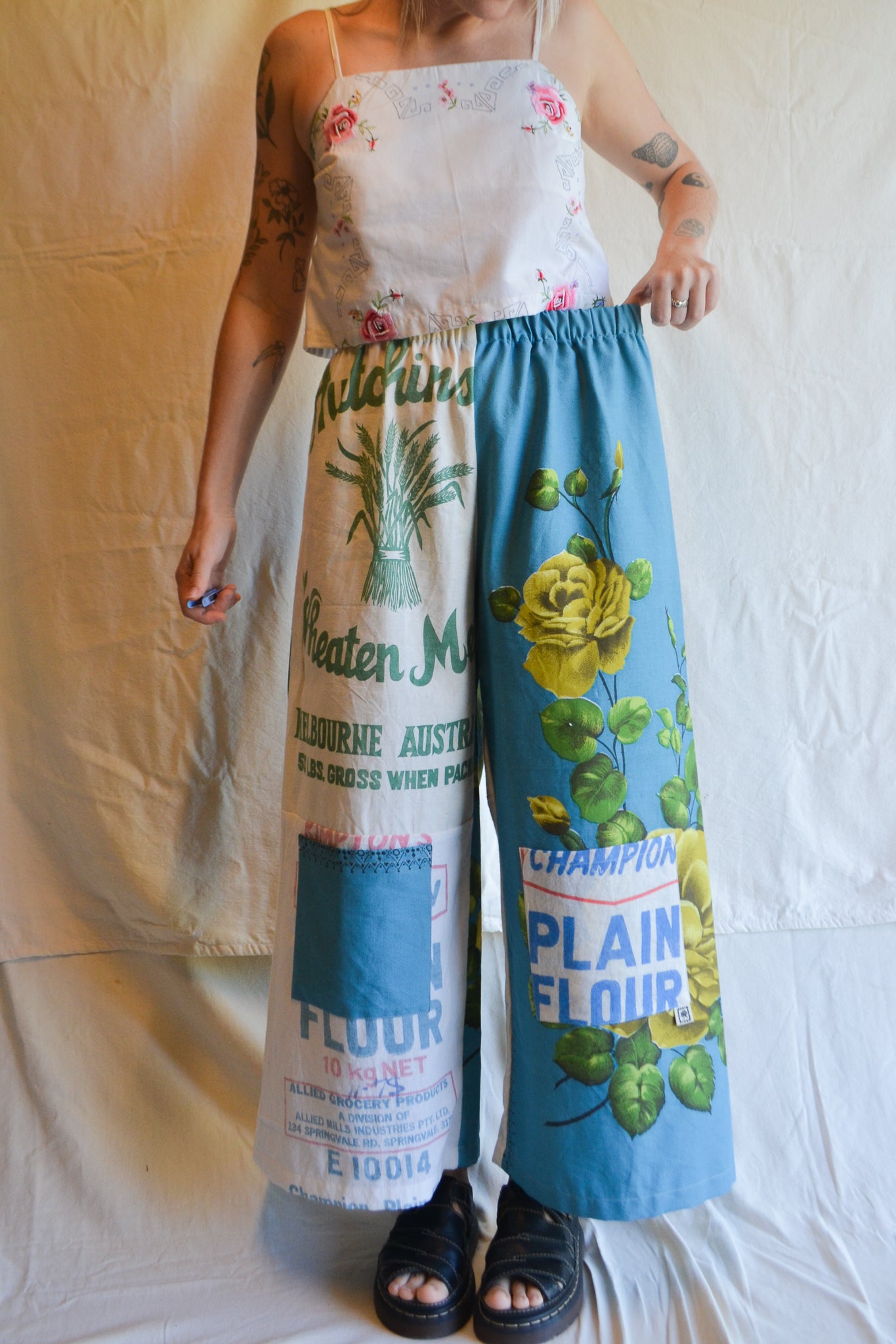 Long Patch Pant | Blue Rose Patch | Large