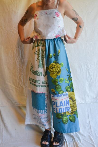 Long Patch Pant | Blue Rose Patch | Large