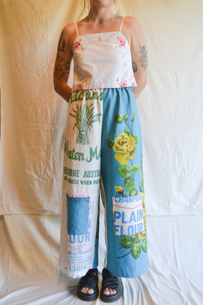 Long Patch Pant | Blue Rose Patch | Large