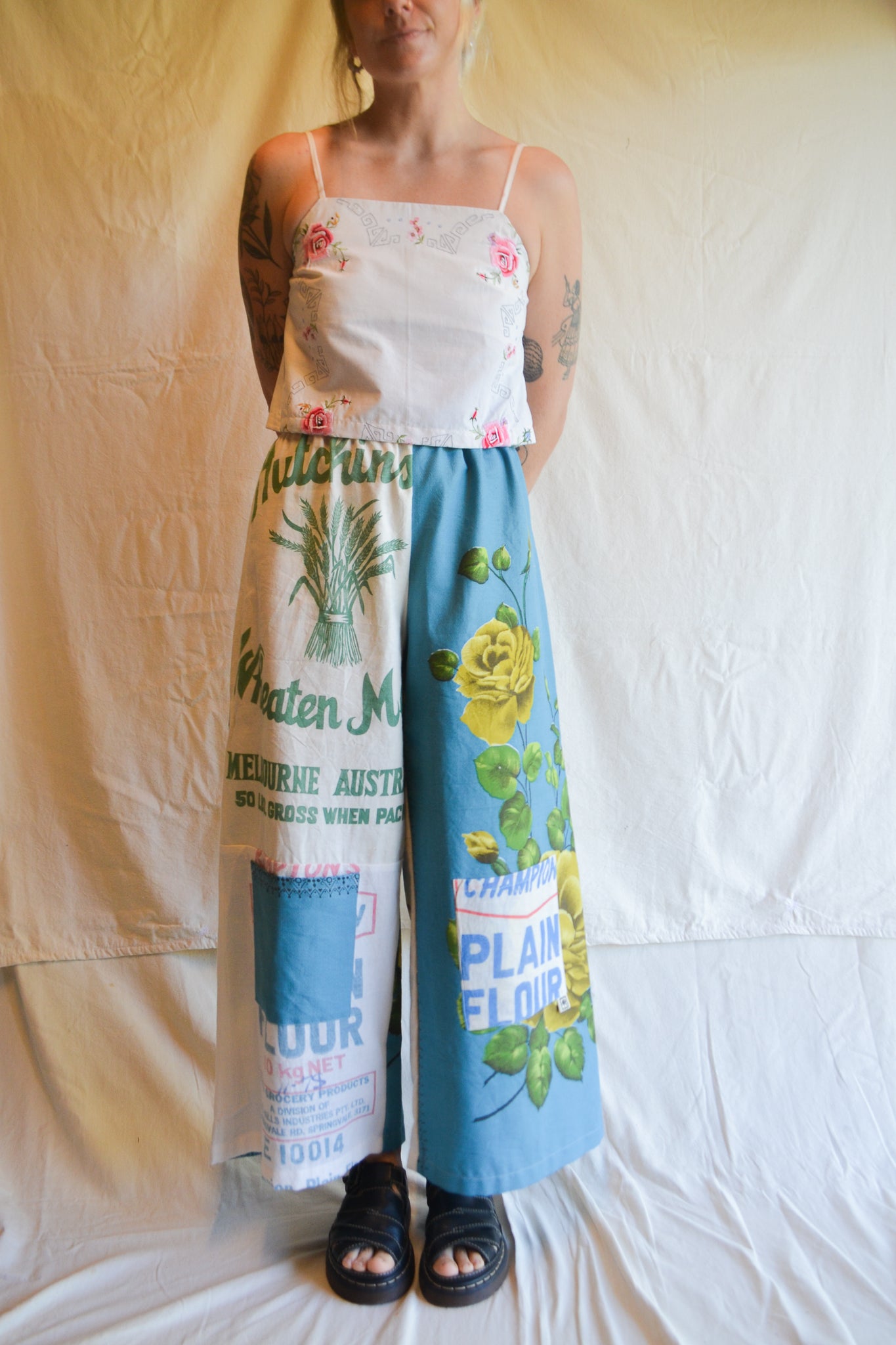 Long Patch Pant | Blue Rose Patch | Large