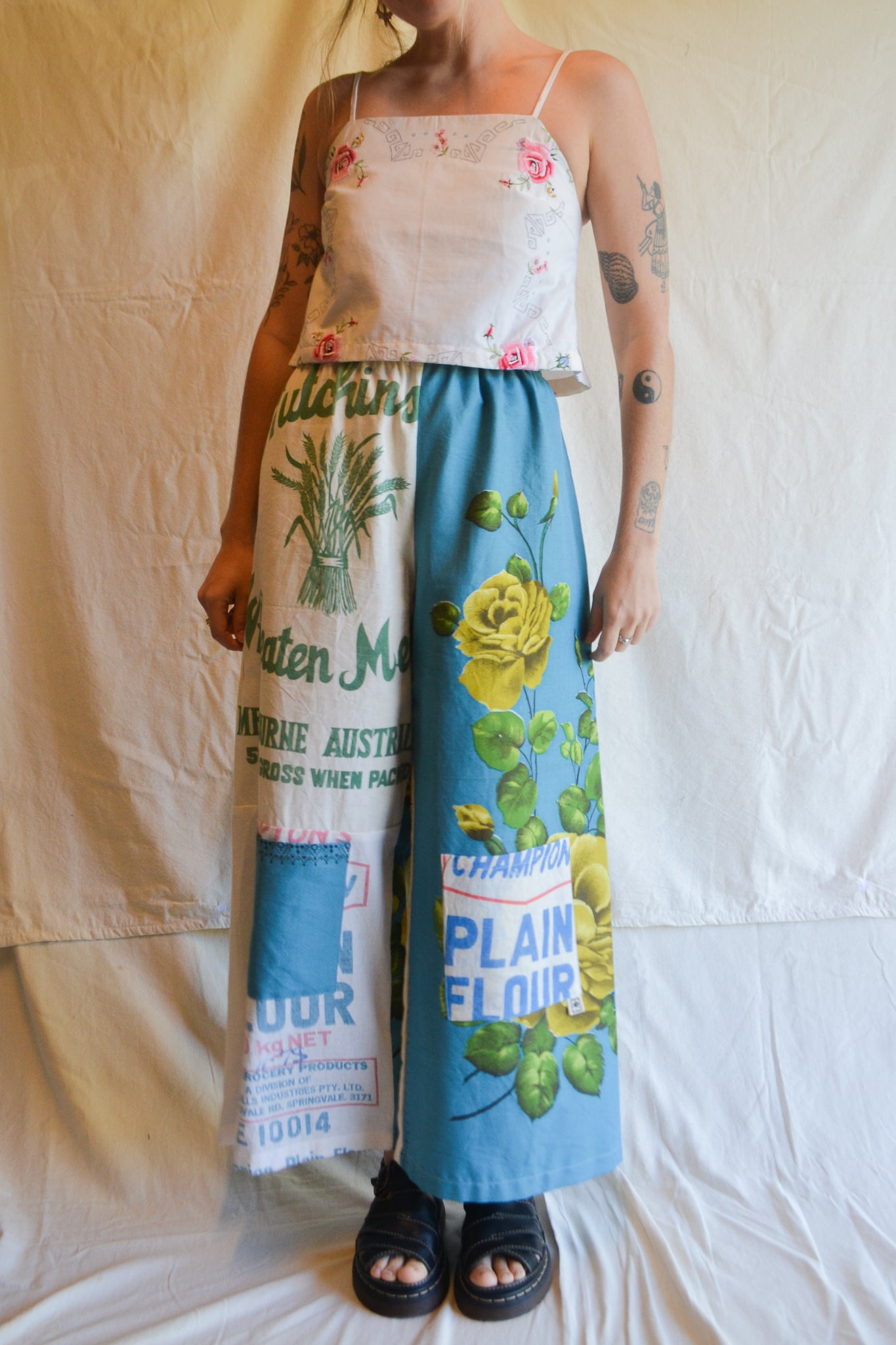 Long Patch Pant | Blue Rose Patch | Large