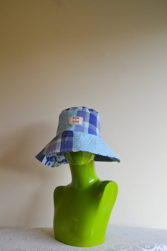 Blue Patchy Wide Brim Hat | Medium | Reversible
