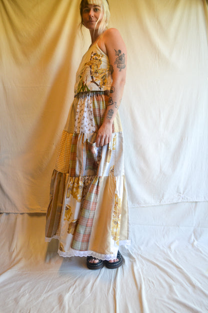 Tiered Patch Work Skirt | Brown | Medium