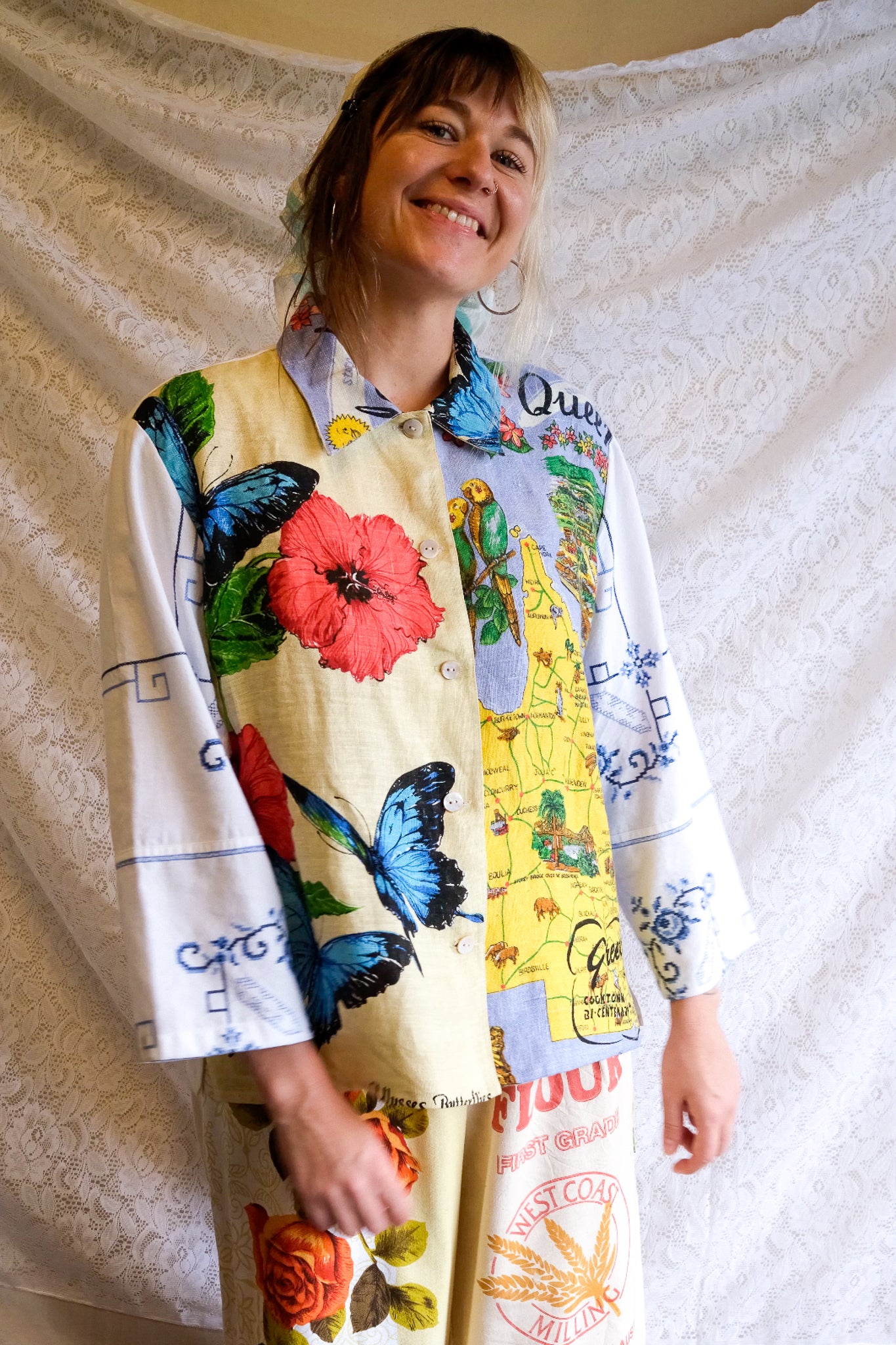 Button Up Shirt | Butterfly | Large