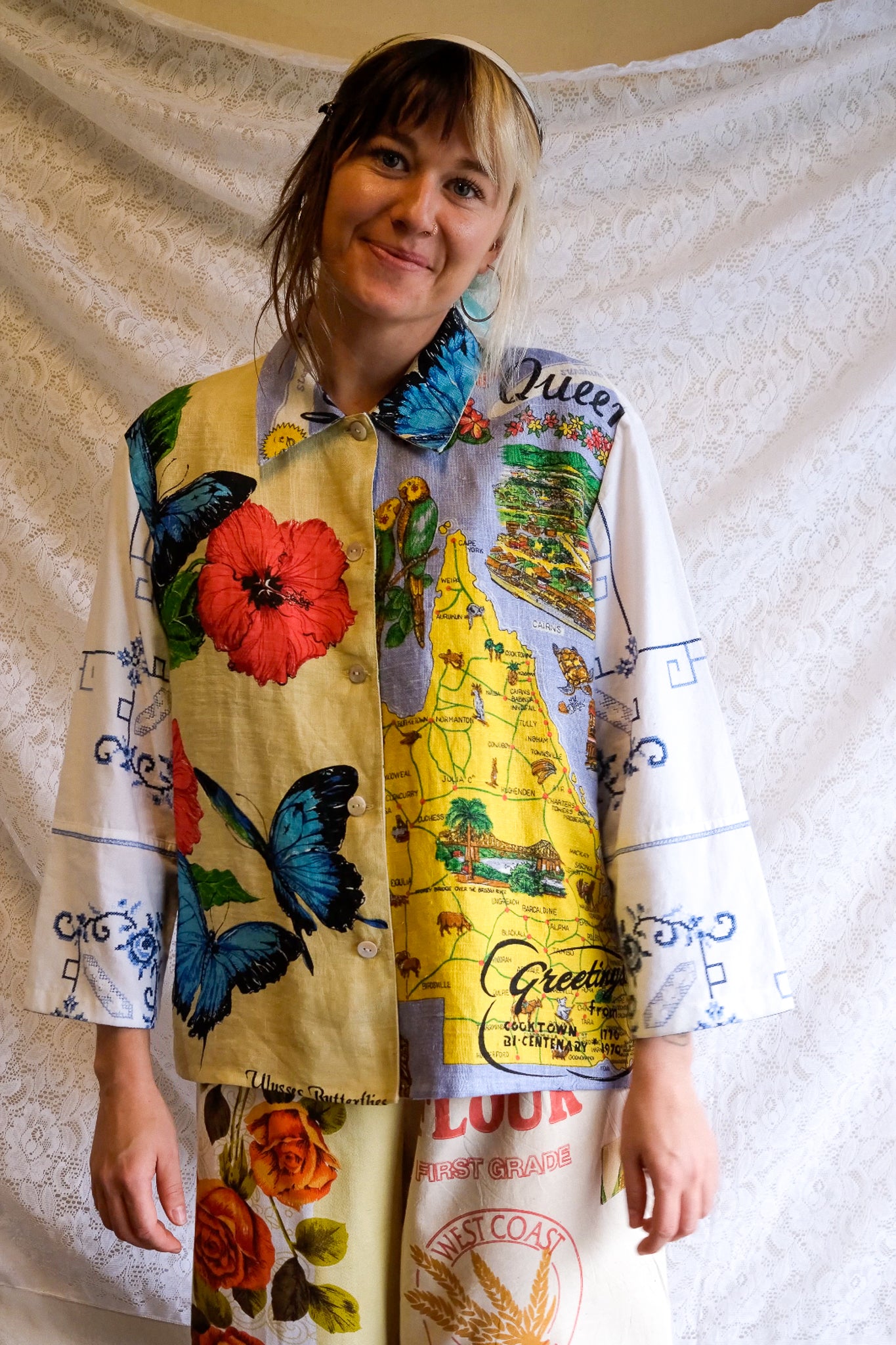 Button Up Shirt | Butterfly | Large