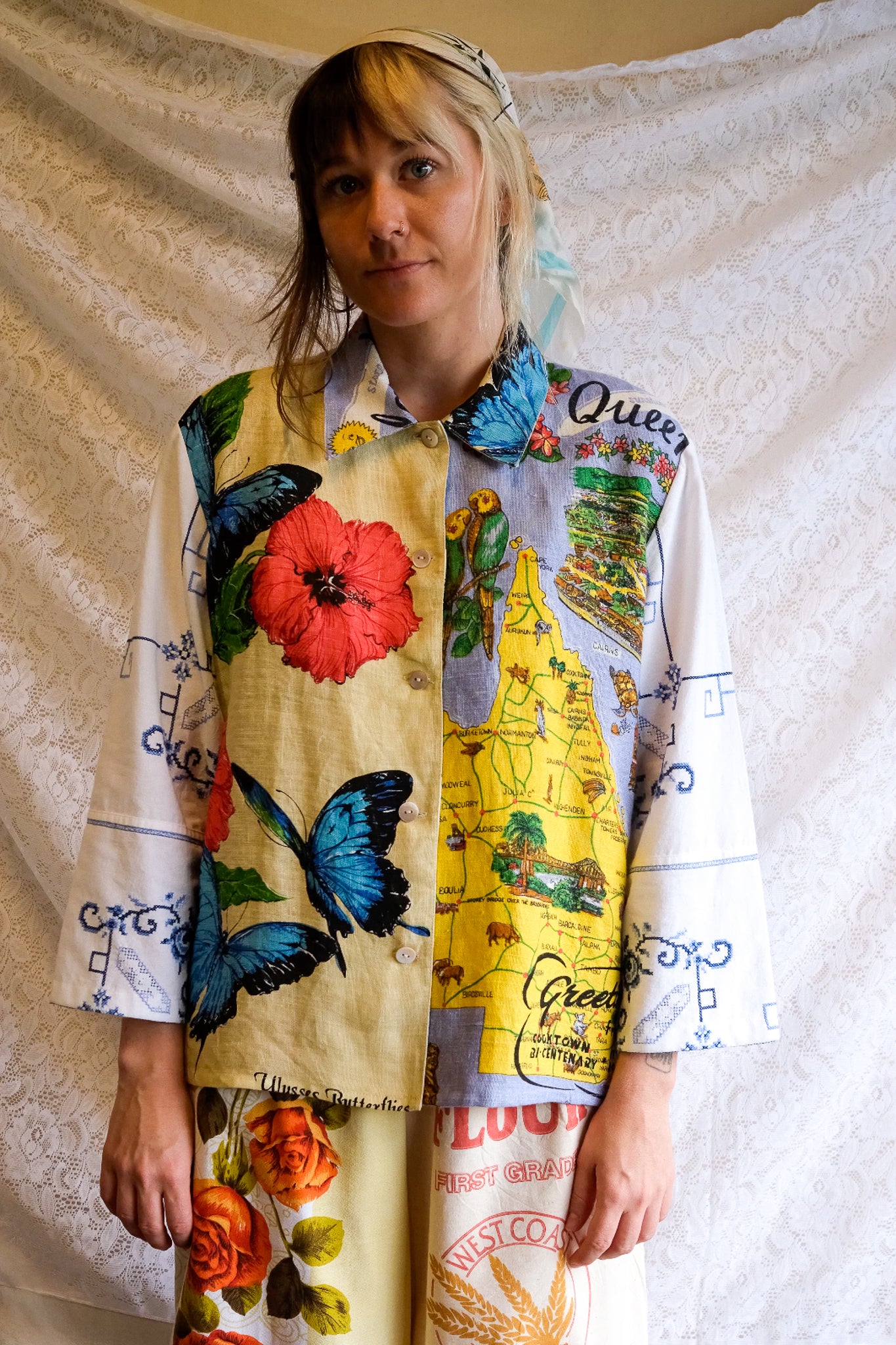 Button Up Shirt | Butterfly | Large