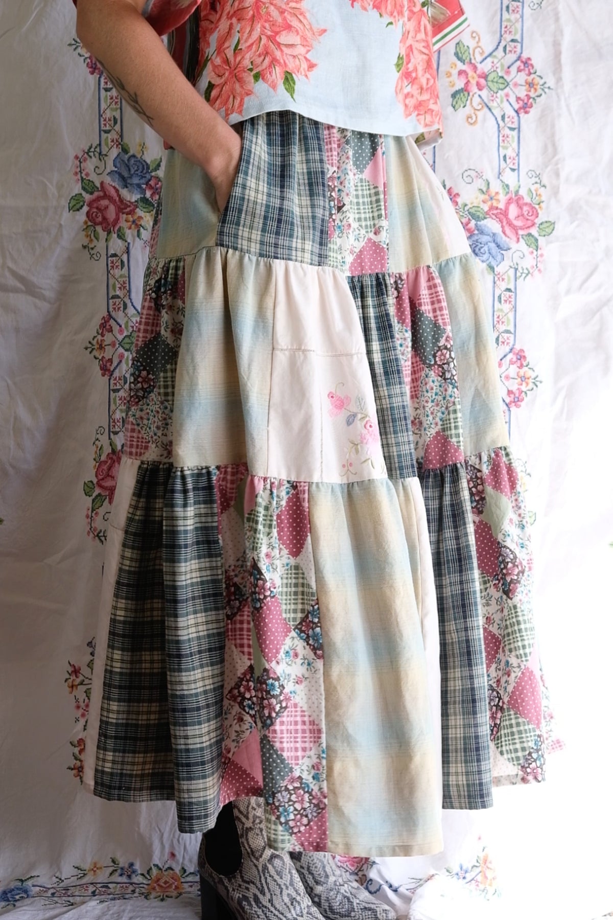 Tiered Patch Work Skirt | Circus | XL