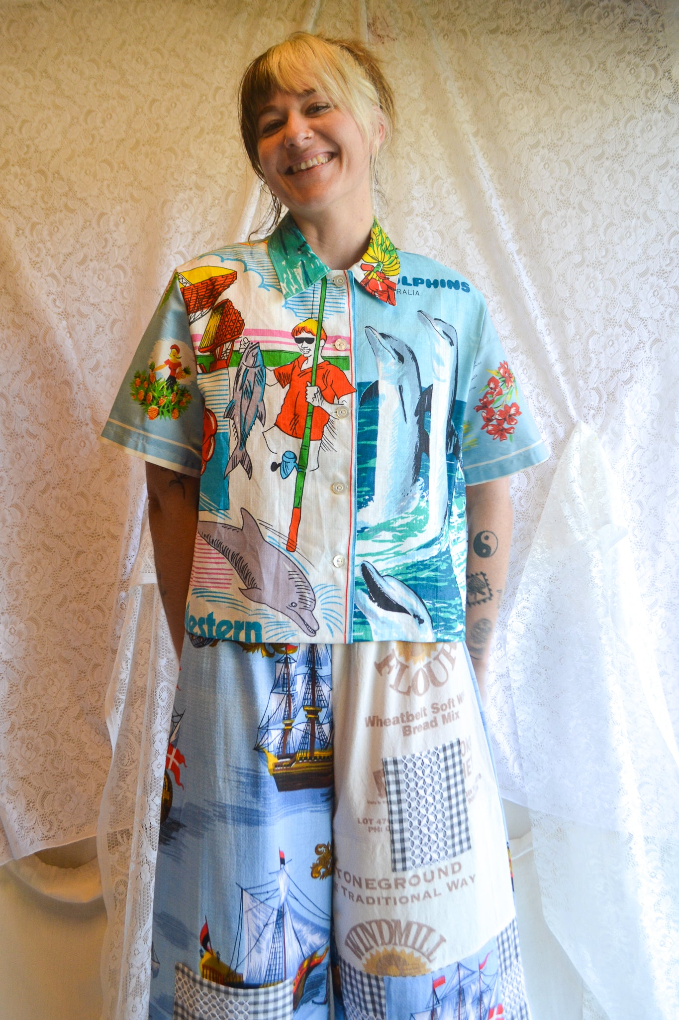 Button Up Shirt | Dolphins | Large