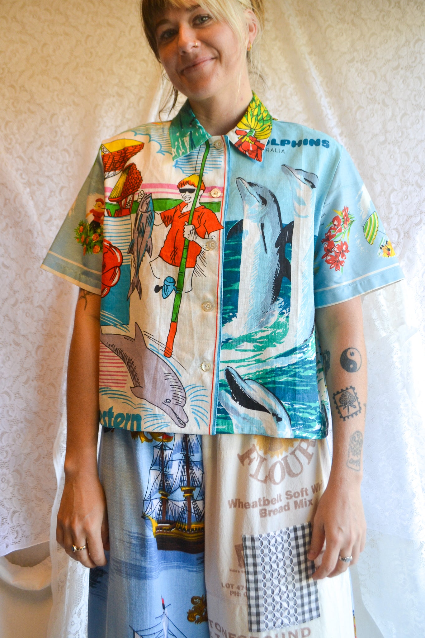 Button Up Shirt | Dolphins | Large