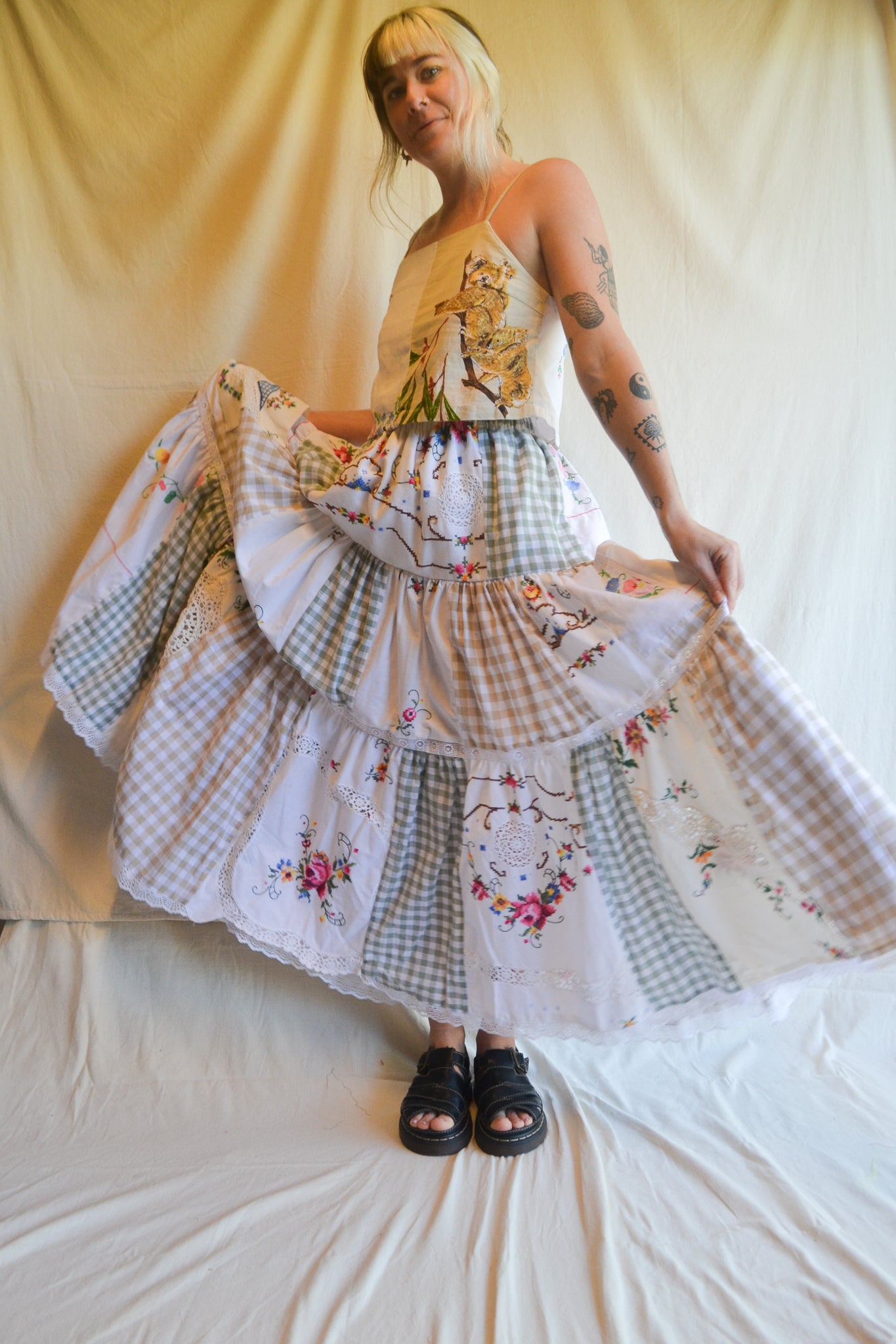 Tiered Patch Work Skirt | Embroidery | Large