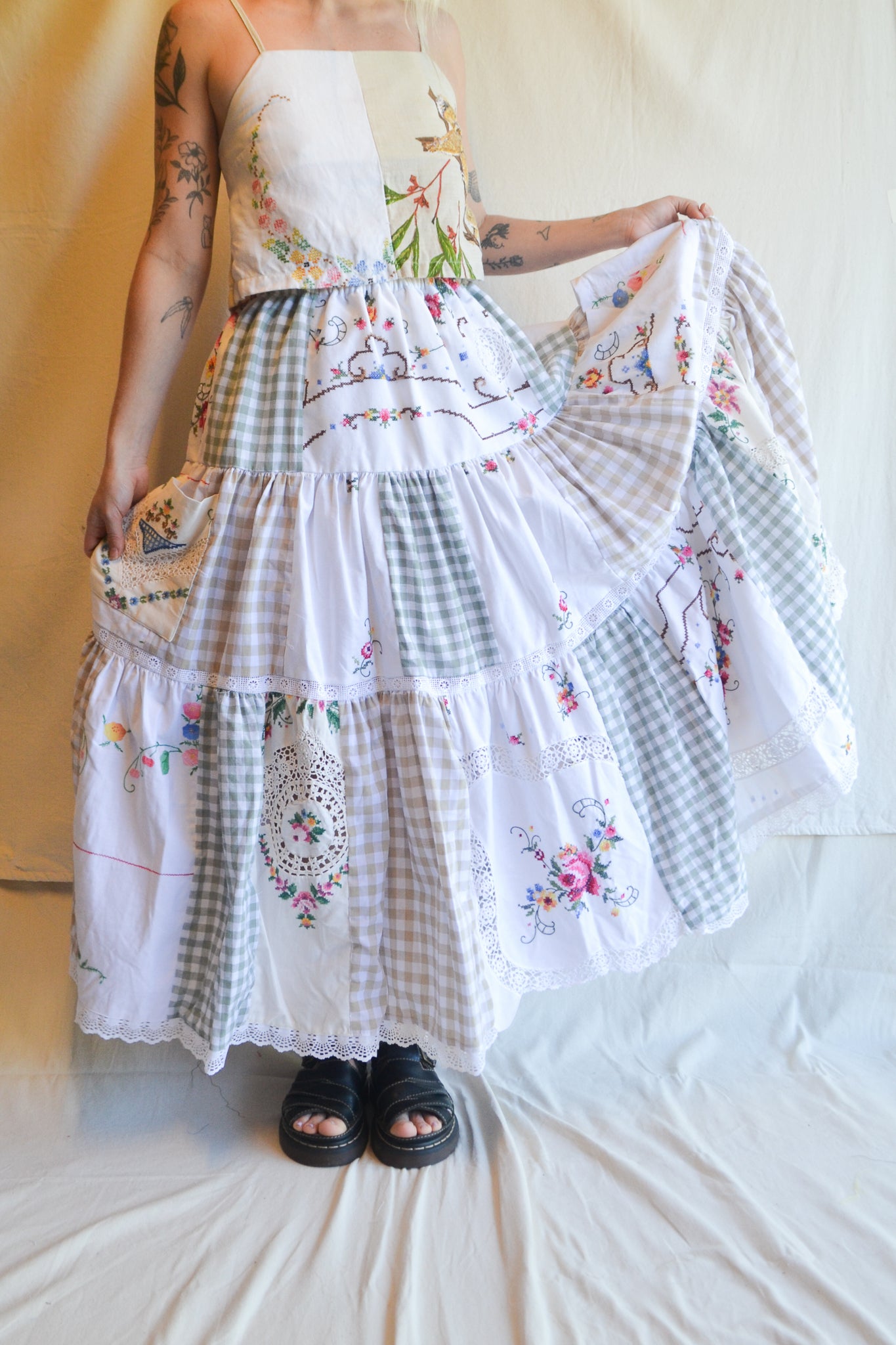 Tiered Patch Work Skirt | Embroidery | Large