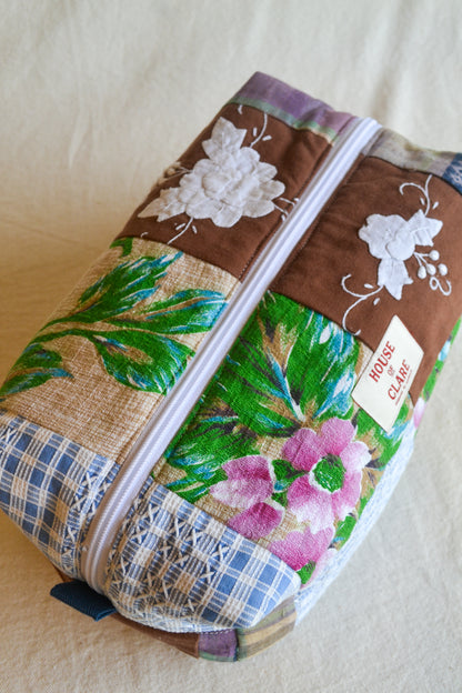 Travel Pouch | Large | Flowers Brown