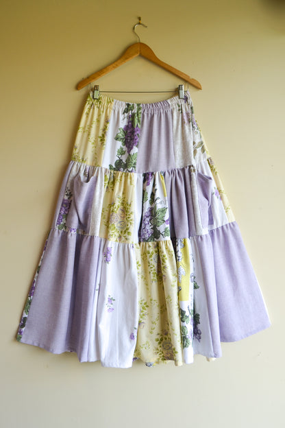 Tiered Patch Work Skirt | Grape | Medium
