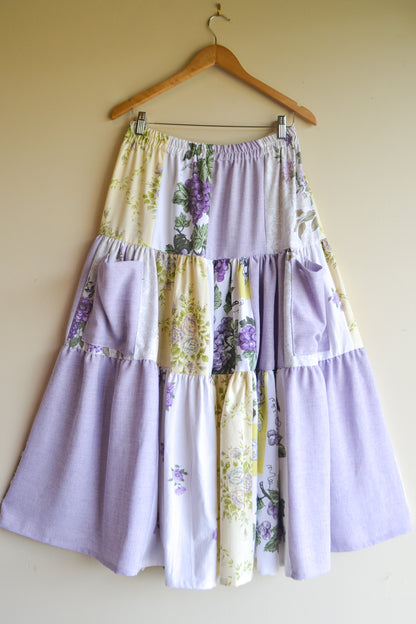 Tiered Patch Work Skirt | Grape | Medium