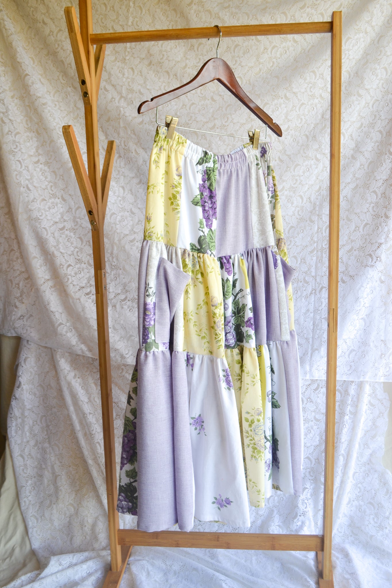 Tiered Patch Work Skirt | Grape | Medium