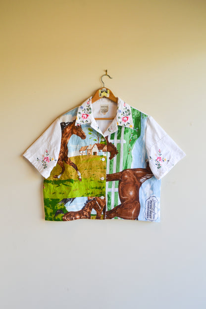 Button Up Shirt | Horses | Large