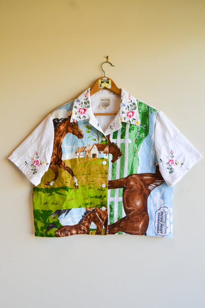 Button Up Shirt | Horses | Large