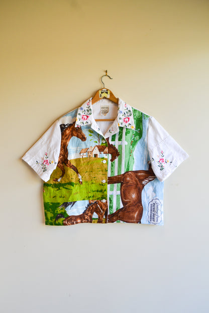 Button Up Shirt | Horses | Large