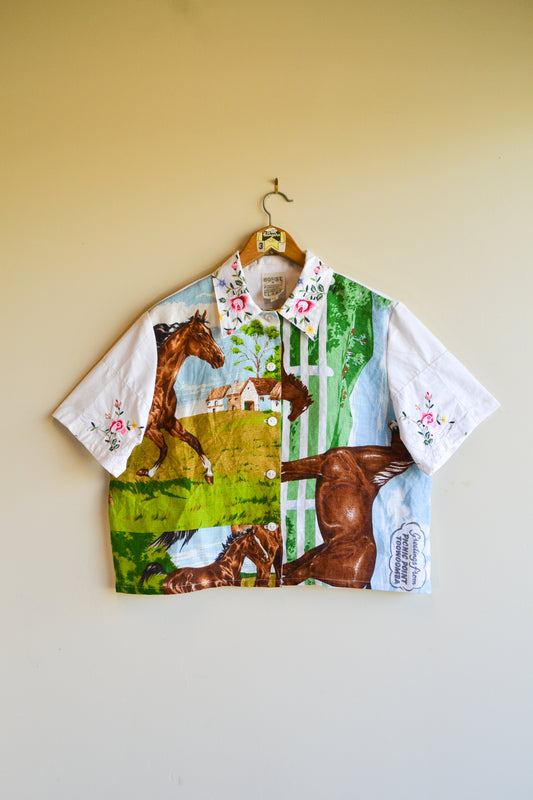Button Up Shirt | Horses | Large