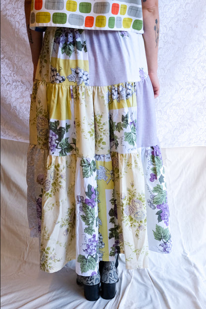 Tiered Patch Work Skirt | Grape | Medium