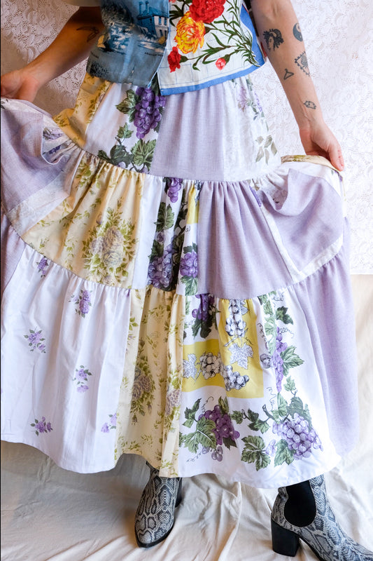 Tiered Patch Work Skirt | Grape | Medium