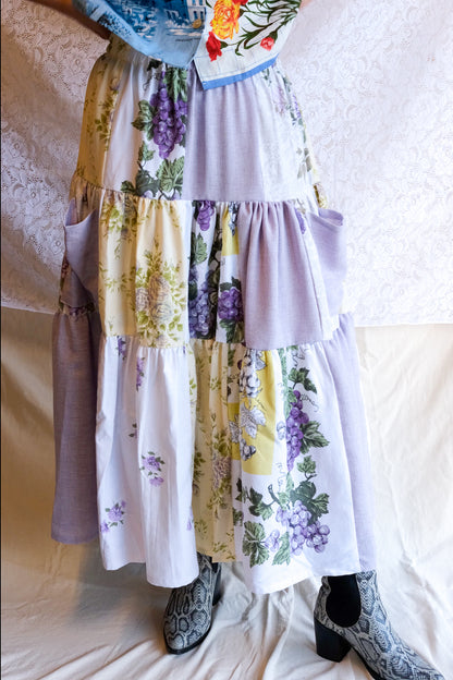 Tiered Patch Work Skirt | Grape | Medium