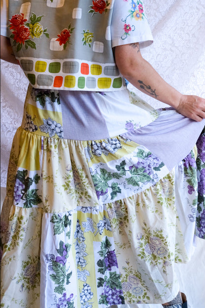Tiered Patch Work Skirt | Grape | Medium