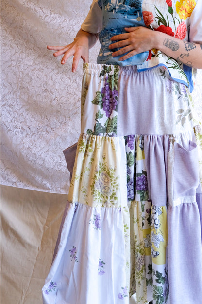 Tiered Patch Work Skirt | Grape | Medium