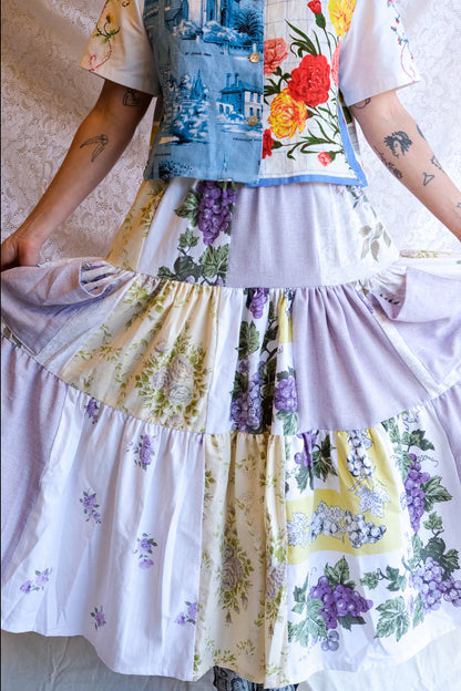 Tiered Patch Work Skirt | Grape | Medium