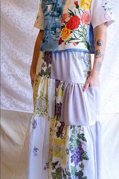 Tiered Patch Work Skirt | Grape | Medium